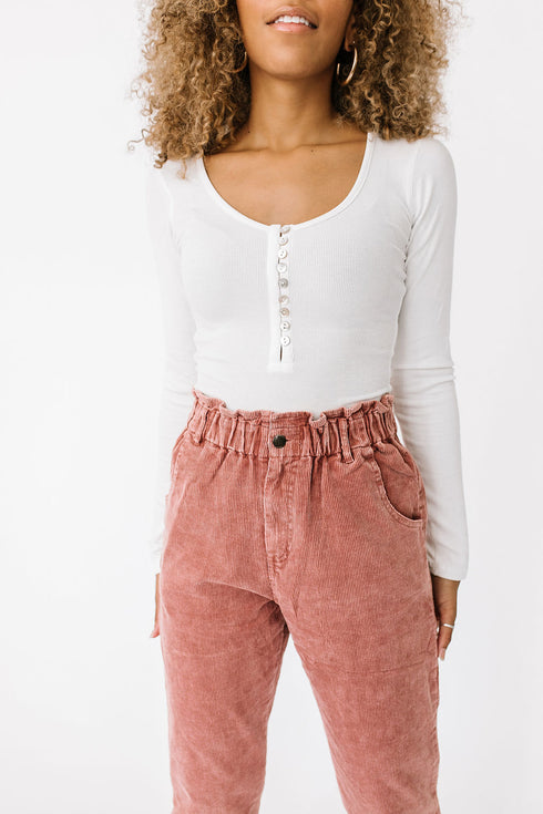 Love Lines Ribbed Top// White